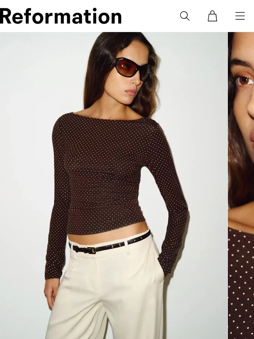 Reformation Wiley Knit Top Brown - Size S